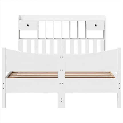 sengeramme uden madras 150x200 cm massivt fyrretræ hvid
