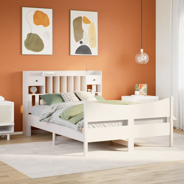 sengeramme uden madras 150x200 cm massivt fyrretræ hvid