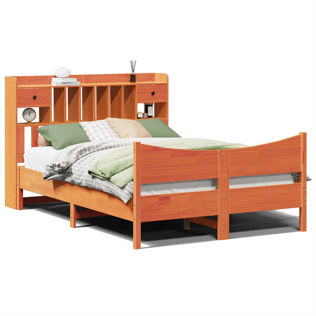 sengeramme uden madras 150x200 cm massivt fyrretræ gyldenbrun
