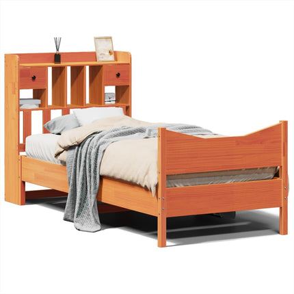 sengeramme uden madras 100x200 cm massivt fyrretræ gyldenbrun
