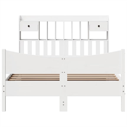 sengeramme uden madras 140x190 cm massivt fyrretræ hvid