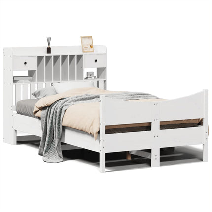 sengeramme uden madras 135x190 cm massivt fyrretræ hvid