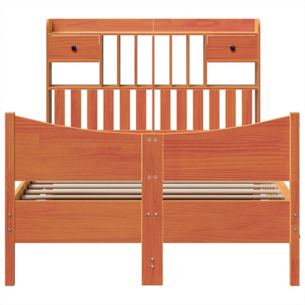 sengeramme uden madras 135x190 cm massivt fyrretræ brun