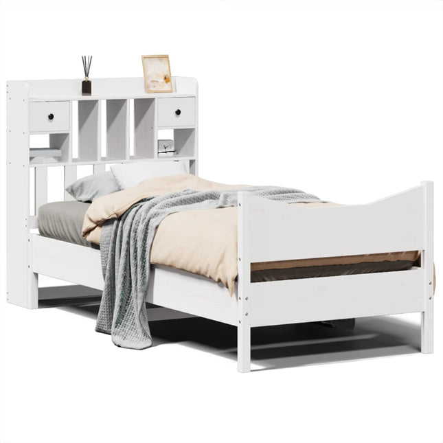 sengeramme uden madras 75x190 cm massivt fyrretræ hvid