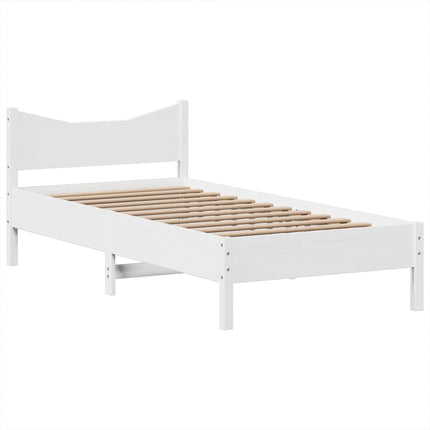 sengeramme uden madras 75x190 cm massivt fyrretræ hvid