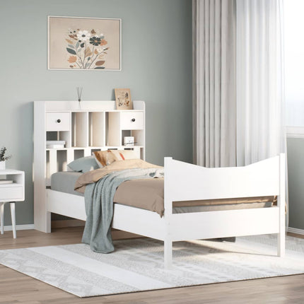 sengeramme uden madras 75x190 cm massivt fyrretræ hvid