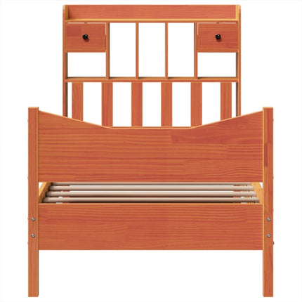 sengeramme uden madras 75x190 cm massivt fyrretræ gyldenbrun