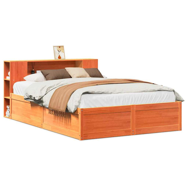 sengeramme uden madras 150x200 cm massivt fyrretræ gyldenbrun
