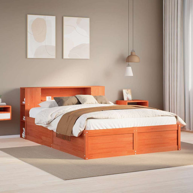 sengeramme uden madras 150x200 cm massivt fyrretræ gyldenbrun
