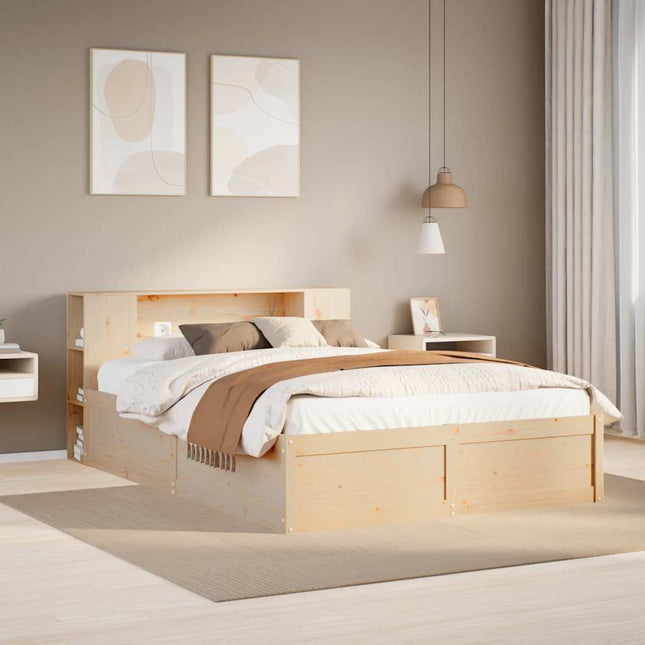 sengeramme uden madras 135x190 cm massivt fyrretræ hvid