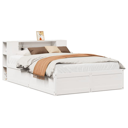 sengeramme uden madras 135x190 cm massivt fyrretræ hvid