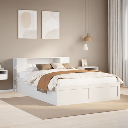 sengeramme uden madras 135x190 cm massivt fyrretræ hvid