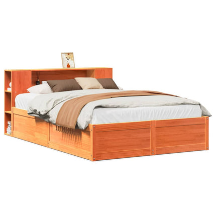 sengeramme uden madras 135x190 cm massivt fyrretræ brun