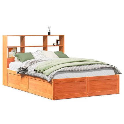 sengeramme uden madras 135x190 cm massivt fyrretræ brun