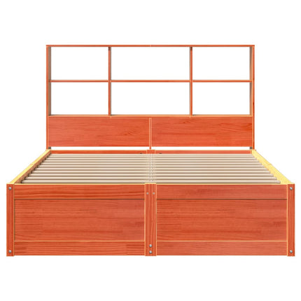 sengeramme uden madras 135x190 cm massivt fyrretræ brun
