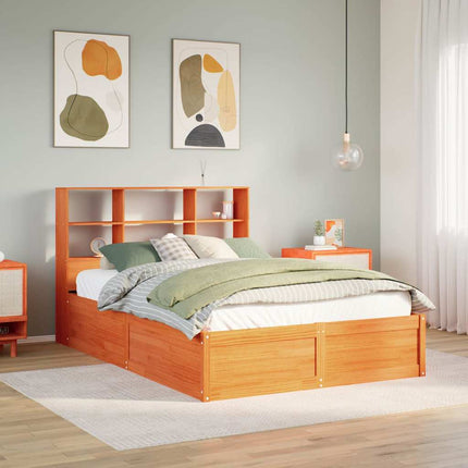 sengeramme uden madras 135x190 cm massivt fyrretræ brun
