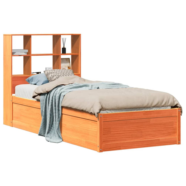 sengeramme uden madras 75x190 cm massivt fyrretræ gyldenbrun