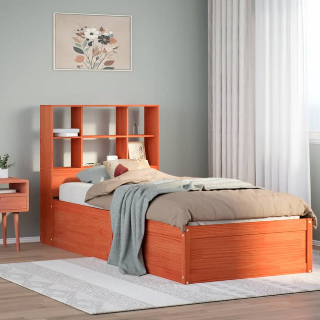 sengeramme uden madras 75x190 cm massivt fyrretræ gyldenbrun