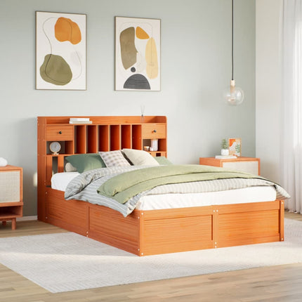 sengeramme uden madras 150x200 cm massivt fyrretræ gyldenbrun