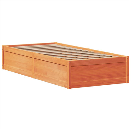 sengeramme uden madras 100x200 cm massivt fyrretræ gyldenbrun