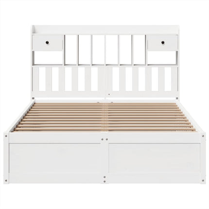 sengeramme uden madras 140x190 cm massivt fyrretræ hvid