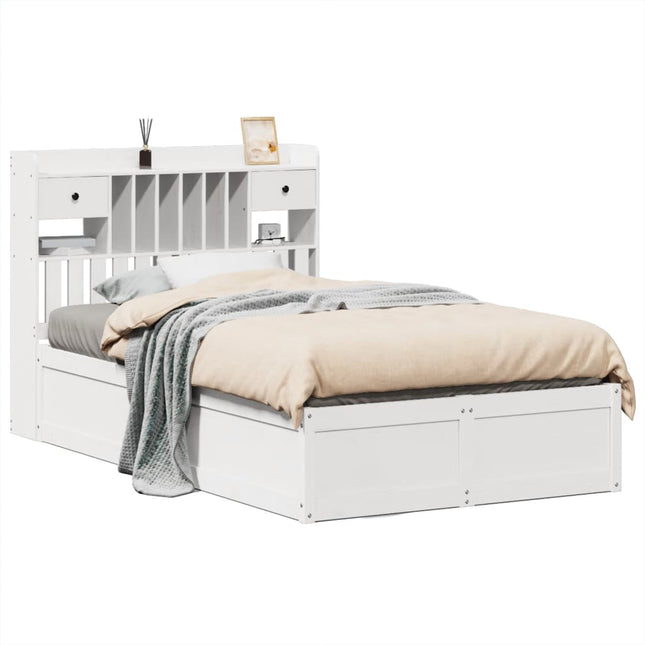 sengeramme uden madras 135x190 cm massivt fyrretræ hvid