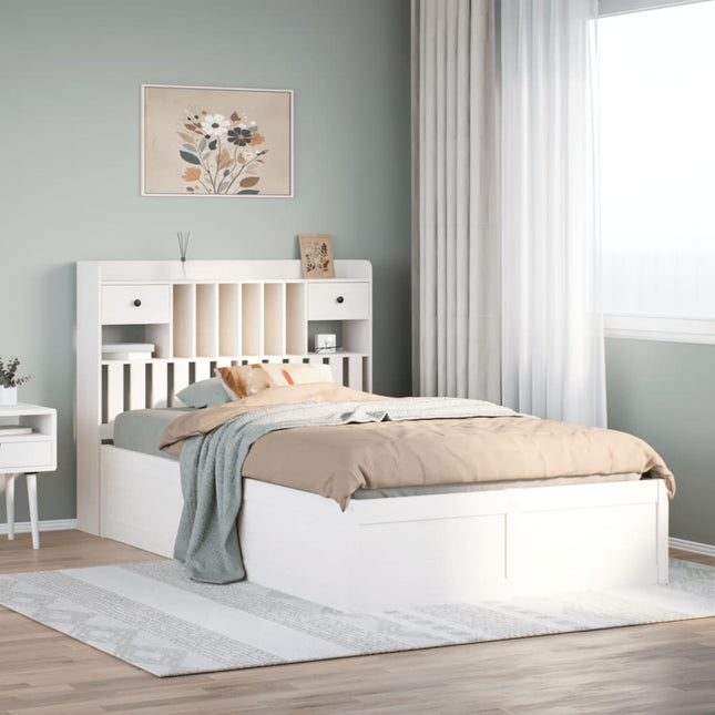 sengeramme uden madras 135x190 cm massivt fyrretræ hvid
