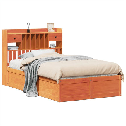 sengeramme uden madras 135x190 cm massivt fyrretræ brun