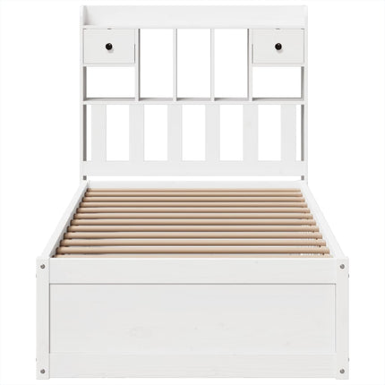 sengeramme uden madras 75x190 cm massivt fyrretræ hvid