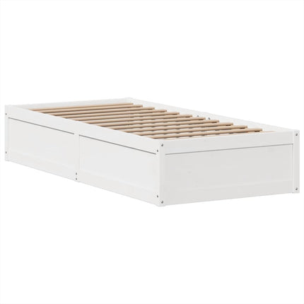 sengeramme uden madras 75x190 cm massivt fyrretræ hvid