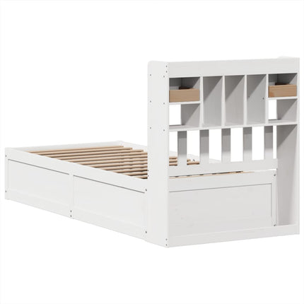 sengeramme uden madras 75x190 cm massivt fyrretræ hvid