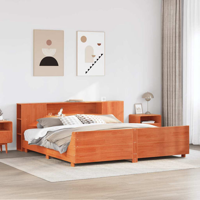 sengeramme uden madras 200x200 cm massivt fyrretræ gyldenbrun