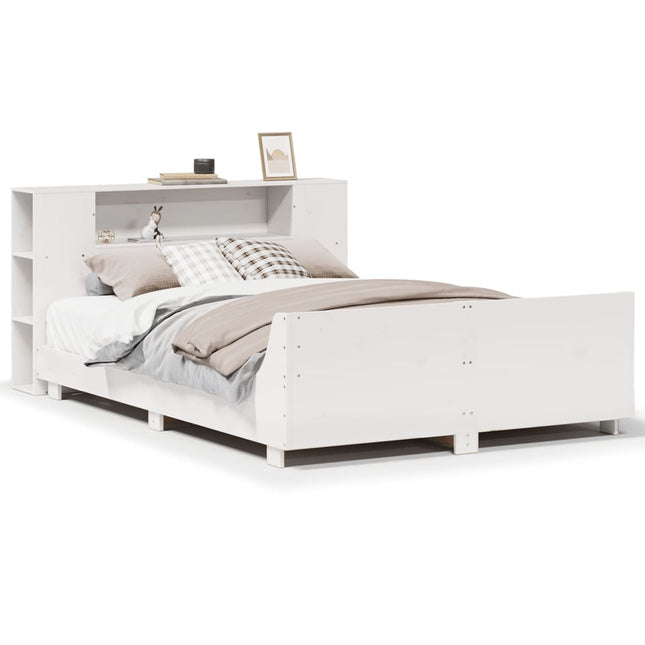 sengeramme uden madras 150x200 cm massivt fyrretræ hvid