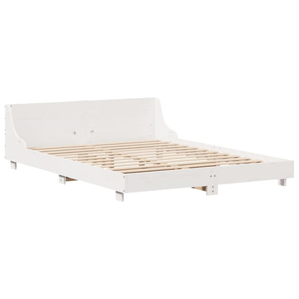 sengeramme uden madras 150x200 cm massivt fyrretræ hvid