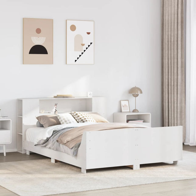 sengeramme uden madras 150x200 cm massivt fyrretræ hvid