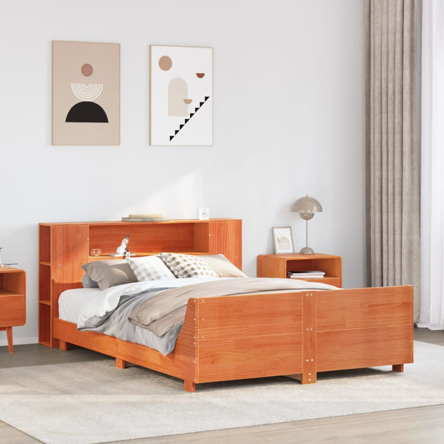 sengeramme uden madras 140x190 cm massivt fyrretræ gyldenbrun