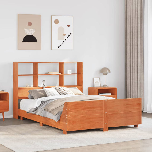 sengeramme uden madras 140x200 cm massivt fyr gyldenbrun