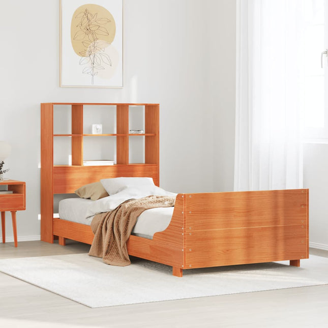 sengeramme uden madras 100x200 cm massivt fyrretræ gyldenbrun