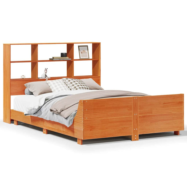 sengeramme uden madras 140x190 cm massivt fyrretræ gyldenbrun