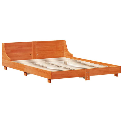 sengeramme uden madras 140x190 cm massivt fyrretræ gyldenbrun