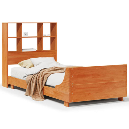 sengeramme uden madras 75x190 cm massivt fyrretræ gyldenbrun
