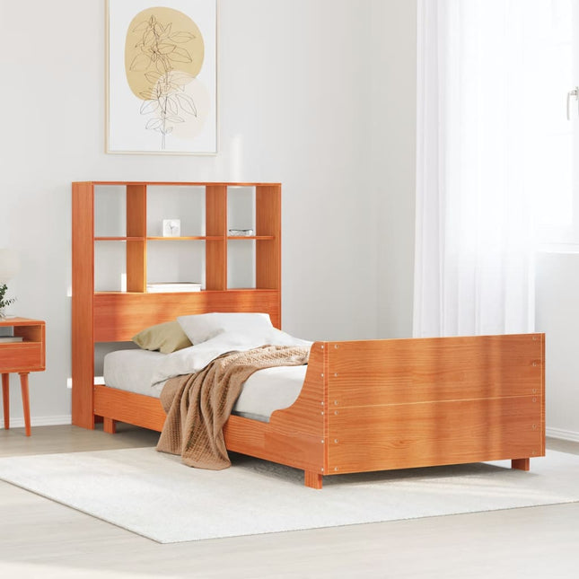 sengeramme uden madras 75x190 cm massivt fyrretræ gyldenbrun