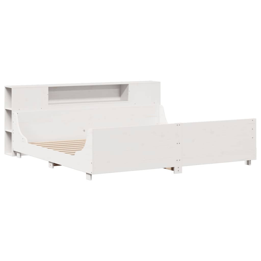 sengeramme uden madras 200x200 cm massivt fyrretræ hvid