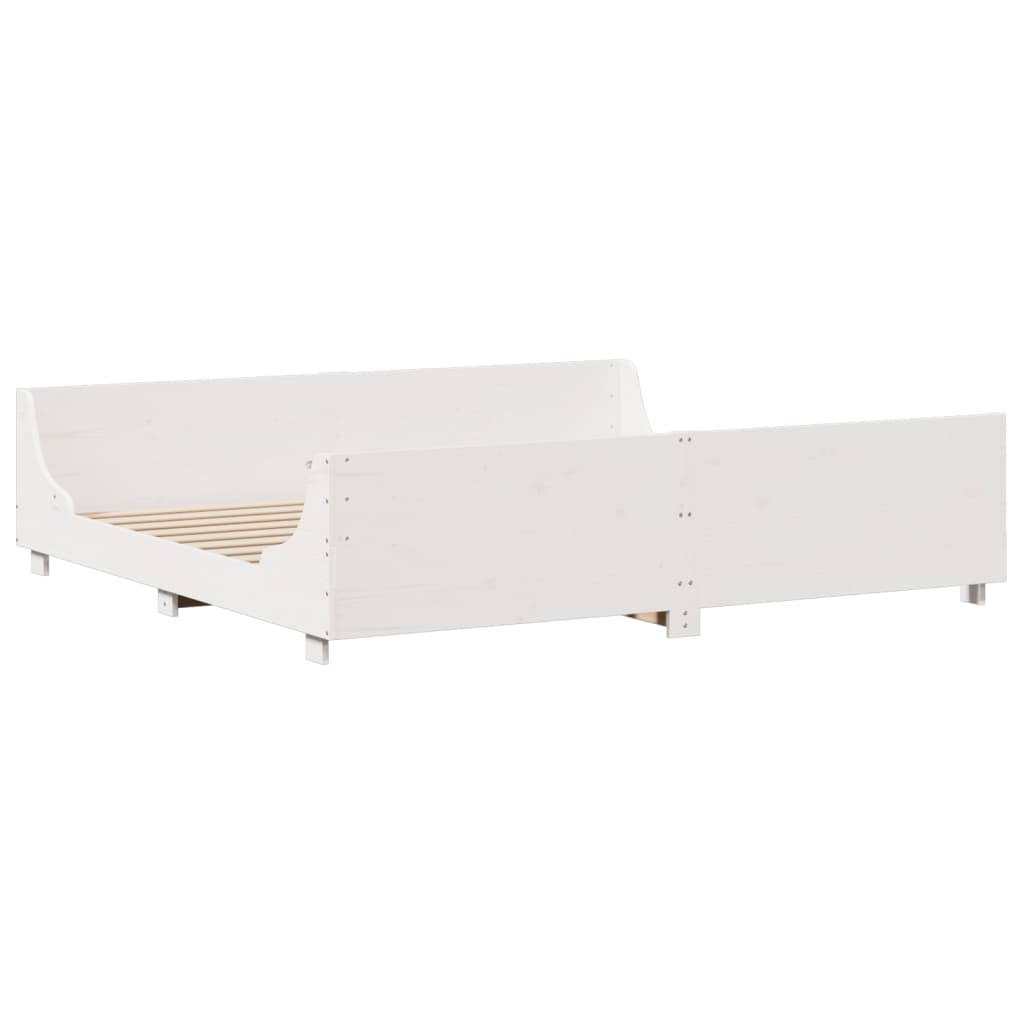 sengeramme uden madras 200x200 cm massivt fyrretræ hvid