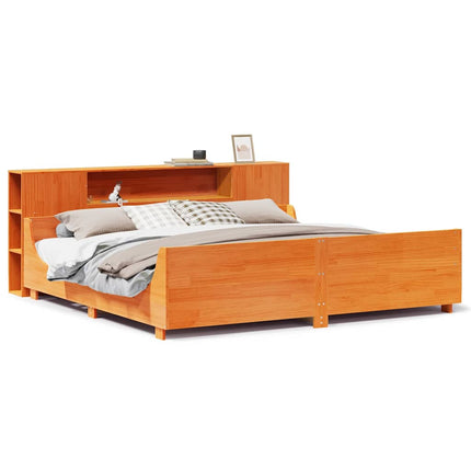 sengeramme uden madras 200x200 cm massivt fyrretræ gyldenbrun