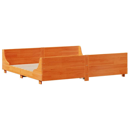sengeramme uden madras 200x200 cm massivt fyrretræ gyldenbrun