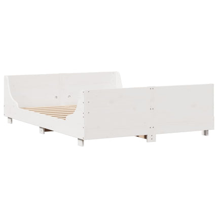 sengeramme uden madras 150x200 cm massivt fyrretræ hvid