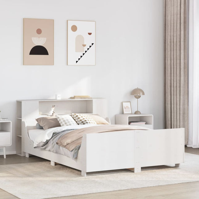 sengeramme uden madras 150x200 cm massivt fyrretræ hvid