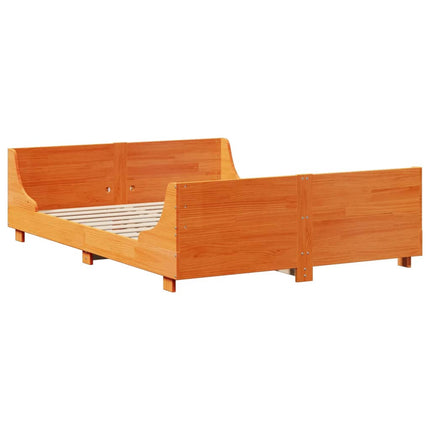 sengeramme uden madras 140x190 cm massivt fyrretræ gyldenbrun