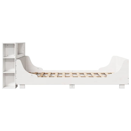 sengeramme uden madras 135x190 cm massivt fyrretræ hvid